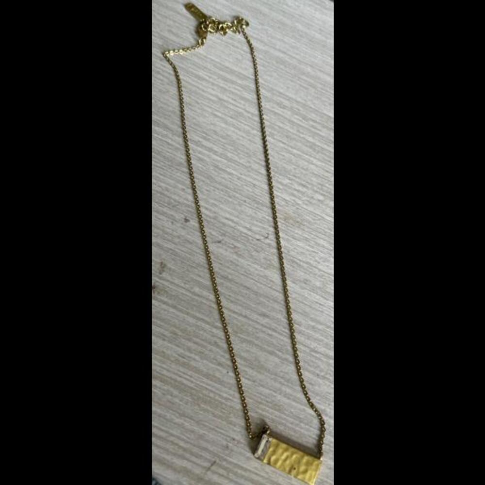 Silpada Crossbar Swarovski Crystal Brass Necklace KRW0041